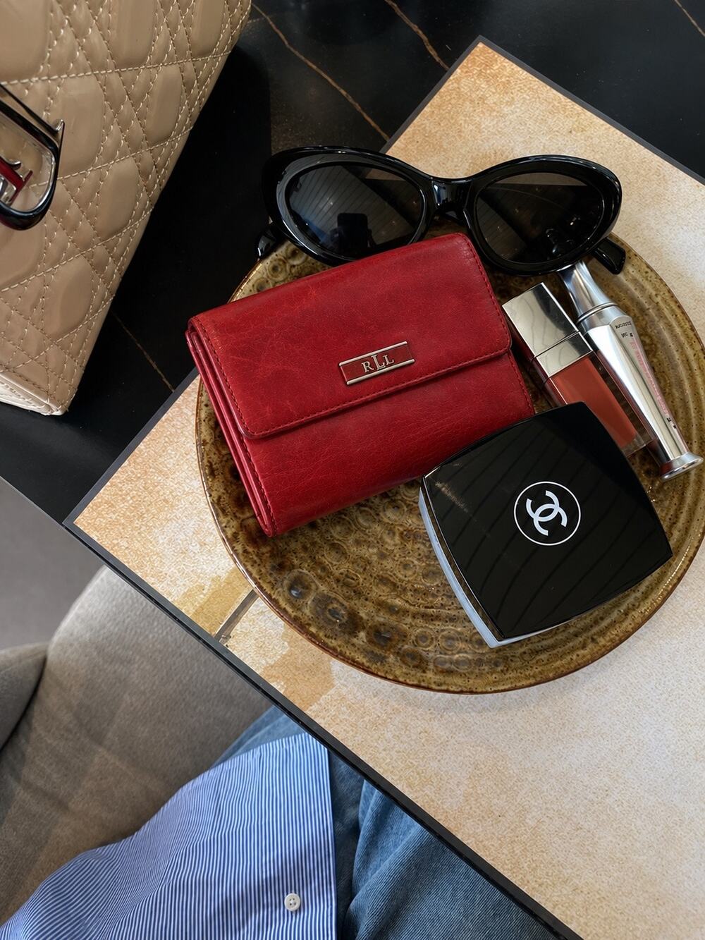 Vintage Ralph Lauren Red Leather Compact Wallet RLL Logo Y2K Holiday Gift